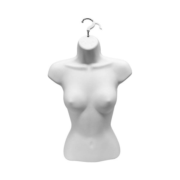 2 PC Female Torso Mannequin Display Woman Hanging Dress Body Form White