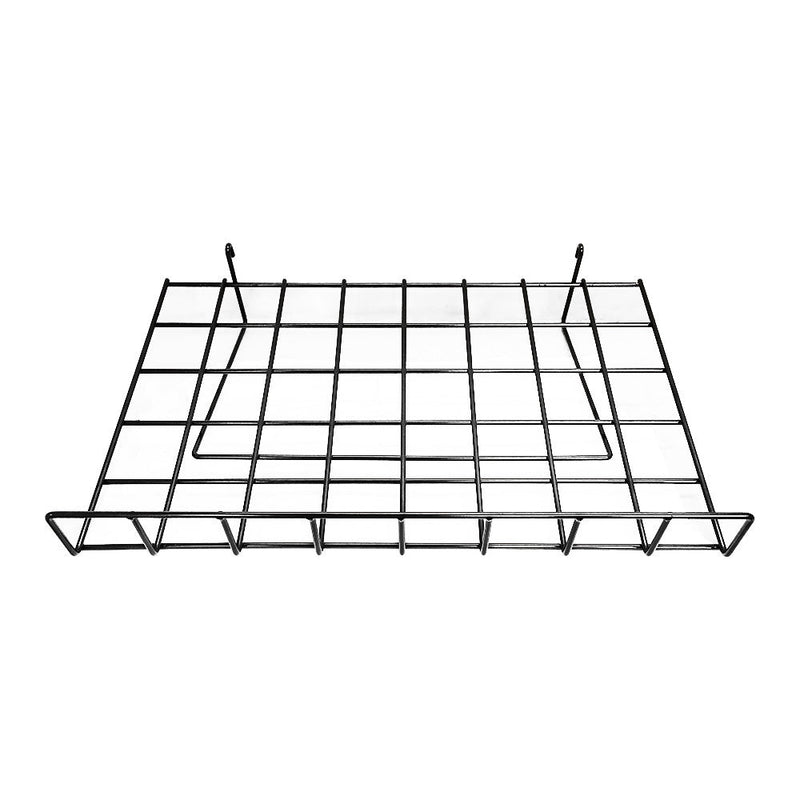 2 Pc Gloss Black 24'' x 15'' Wire  Grid Shelf w- Lip Shelves Gridwall Display Fixture