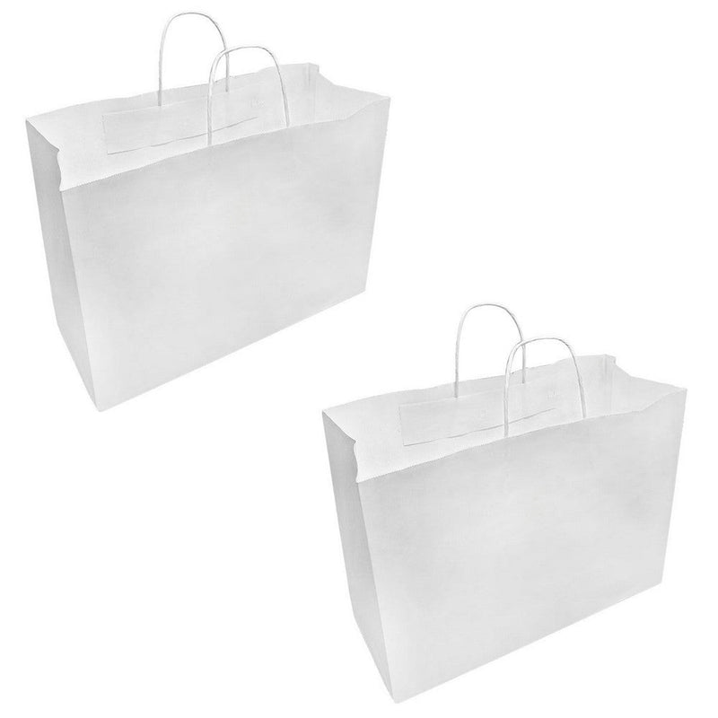 2 Pc White 16'' x 6'' x 12'' Recycled Paper Vogue Shopping Bag