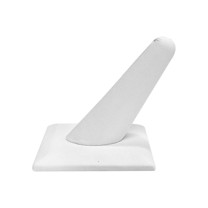 2 Pc White Faux leather Single Finger Ring Display Jewelry Showcase Retail Fixture