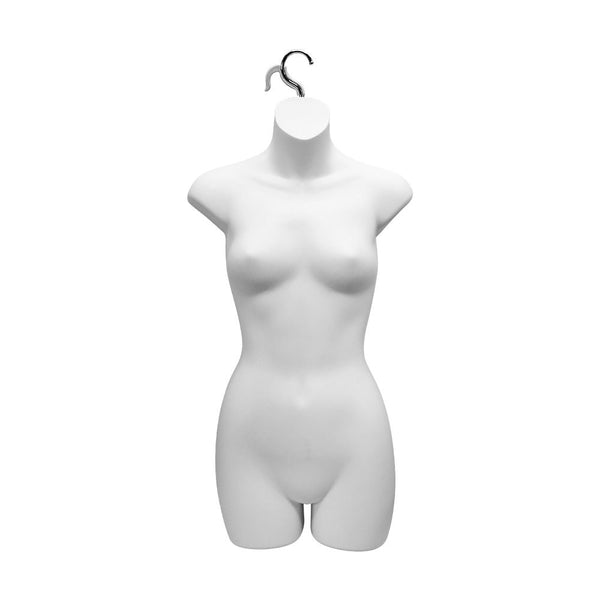 2 PC White Plastic Mannequin Female Woman Hanging Torso Body Shape Form