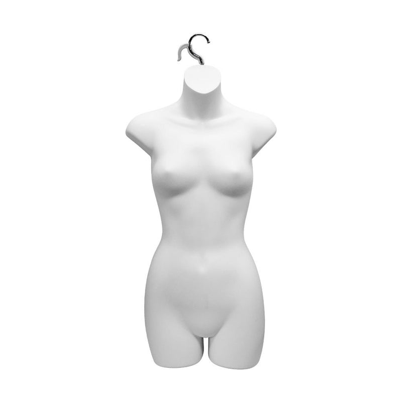 2 PC White Plastic Mannequin Female Woman Hanging Torso Body Shape Form