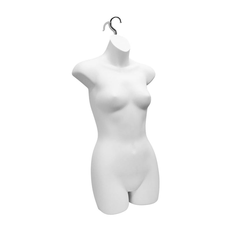 2 PC White Plastic Mannequin Female Woman Hanging Torso Body Shape Form