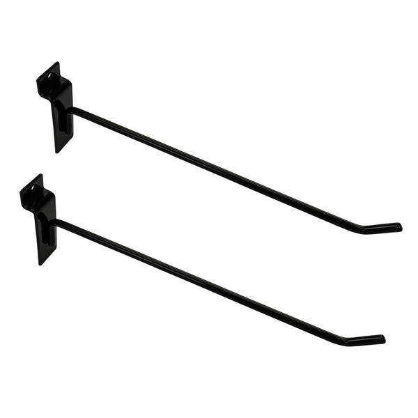 2 Pcs 12'' Black Slatwall Hook Hooks Retail Display Wire Metal Hanger