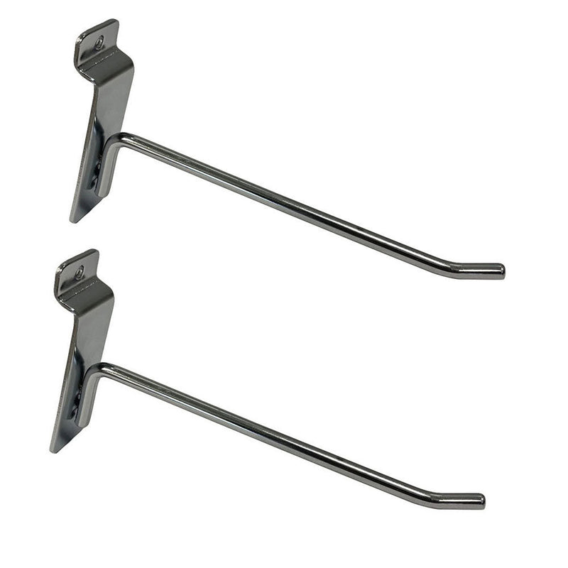 2 Pcs 6'' Chrome Slatwall Hook Hooks Retail Display Wire Metal Hanger