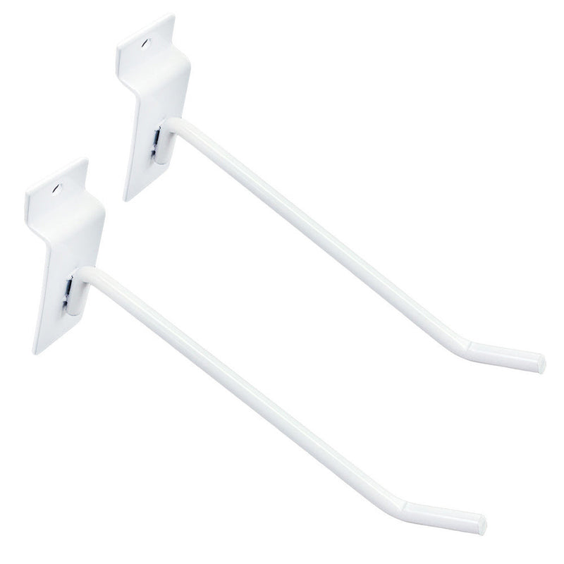 2 Pcs 6'' White Slatwall Hook Hooks Retail Display Wire Metal Hanger
