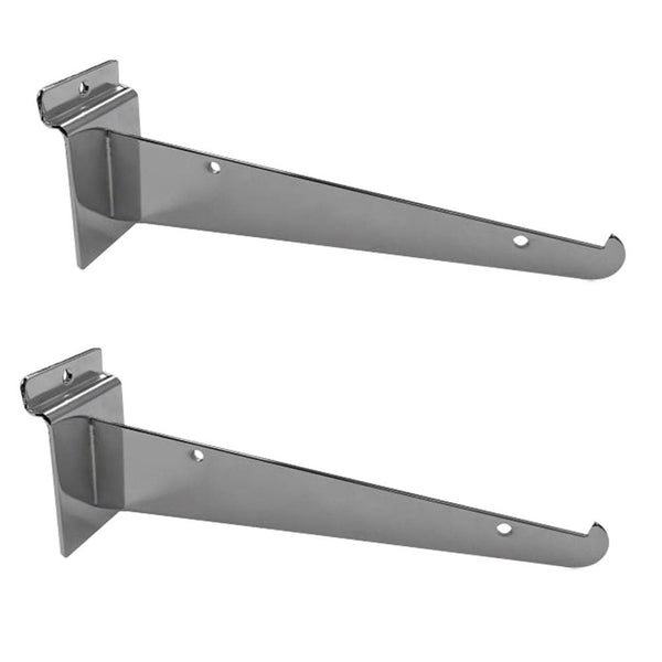 2 Pcs 8'' Chrome Glass Slatwall Shelf Bracket Retail Display Fixture Metal Hanger