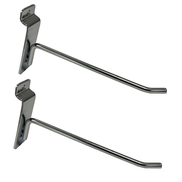 2 Pcs 8'' Chrome Slatwall Hook Hooks Retail Display Wire Metal Hanger