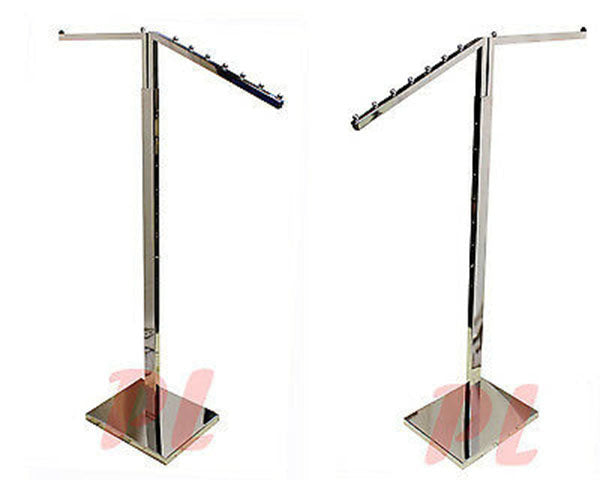 2 WAY Chrome Clothing Garment Retail Display Rack Clothes Hanger Fixture 71''