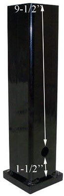 side view of 12 inch steel hitch receiver tube showing durable powder coated finish