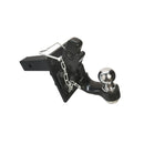 Black combo pintle and ball hitch with mounting plate and safety latch chain