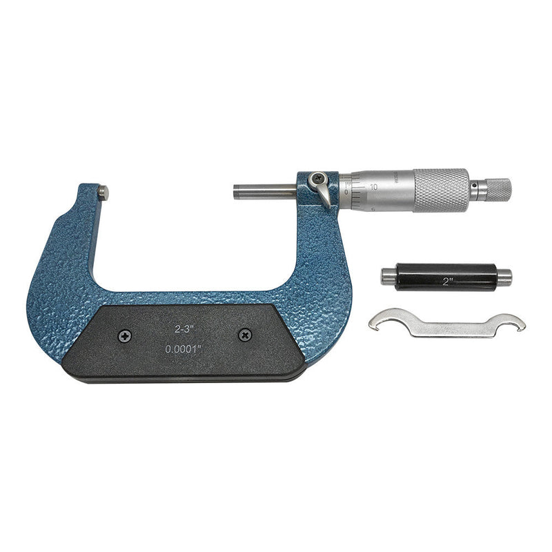 2-3'' Outside Micrometer Solid Metal Frame 0.0001'' Graduation W Case Ratchet Stop