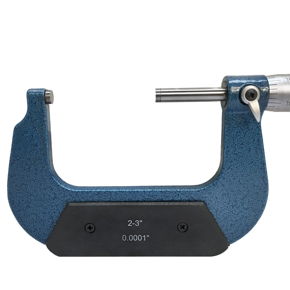 2-3'' Outside Micrometer Solid Metal Frame 0.0001'' Graduation W Case Ratchet Stop