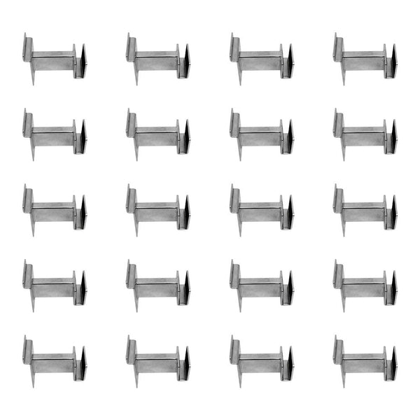 20 PC 3" Chrome Hangrail Bracket Hold 1-3/4" X 1/2" Rectangular Tube on Slatwall