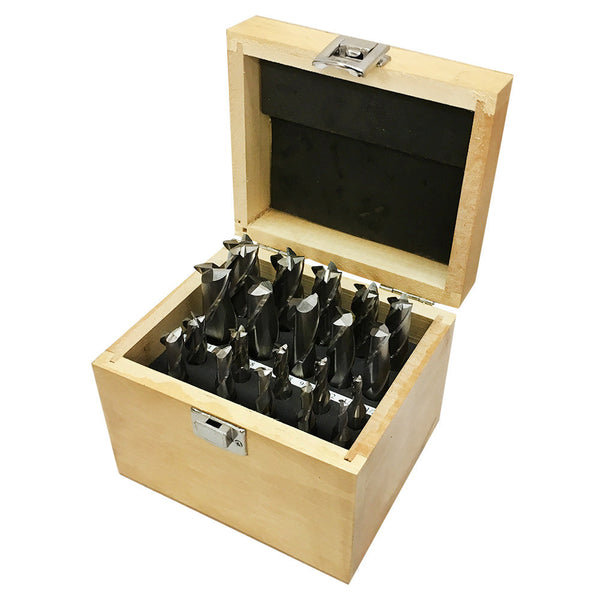 20 Pc 4 & 2 Flute HS End Mill Set 3/8'' - 3/4'' Shank Milling Drill Center Cutting