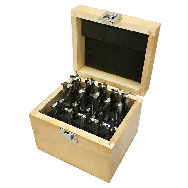 20 Pc 4 & 2 Flute HS End Mill Set 3/8'' - 3/4'' Shank Milling Drill Center Cutting