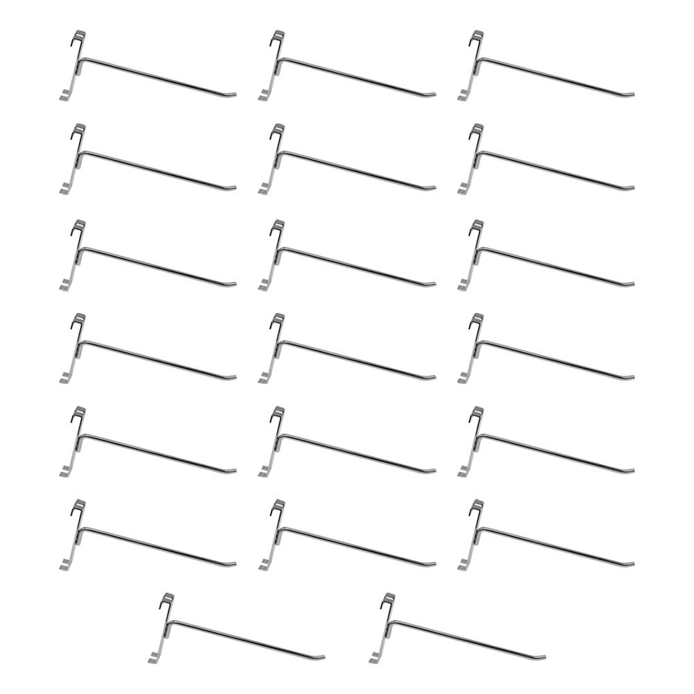 20 Pc Chrome 8" Long Gridwall Hooks Grid Panel Display Wire Metal Hanger Retail Store