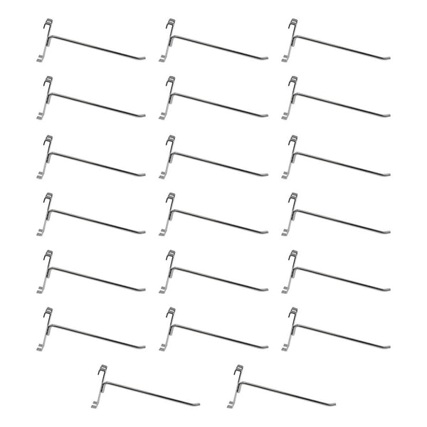 20 Pc Chrome 8" Long Gridwall Hooks Grid Panel Display Wire Metal Hanger Retail Store