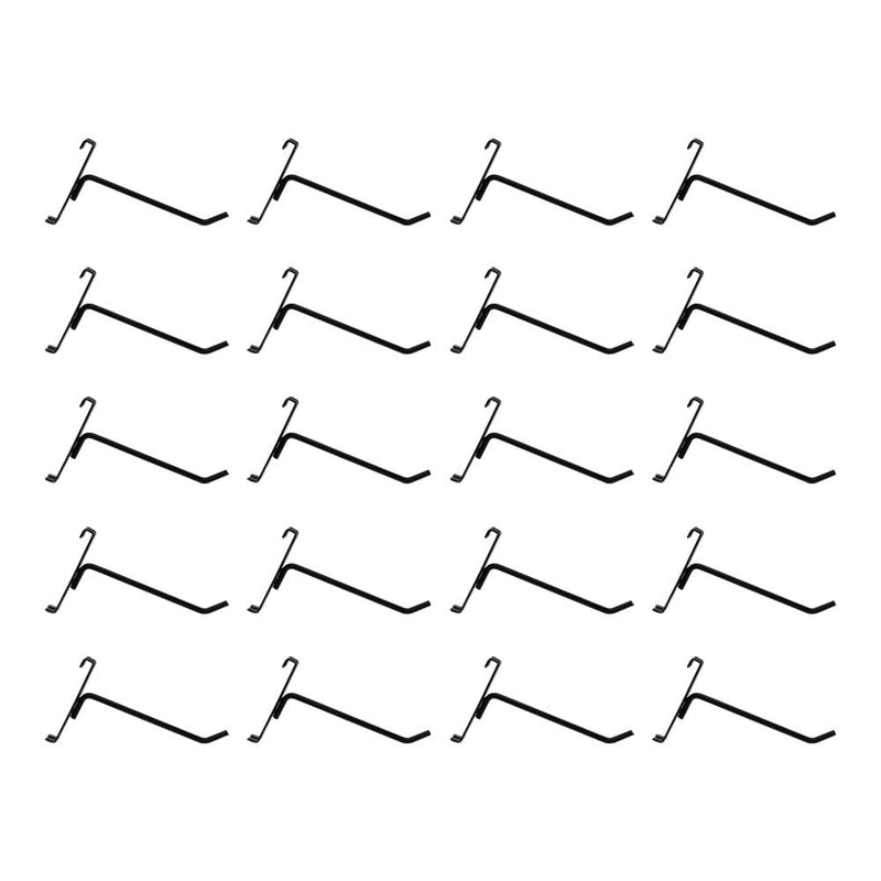 20 Pc GLOSS BLACK 6" Long Gridwall Hooks Grid Panel Display Wire Metal Hanger Retail Store