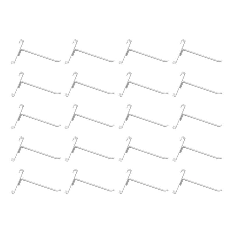 20 Pc GLOSS WHITE 6" Long Gridwall Hooks Grid Panel Display Wire Metal Hanger Retail Store