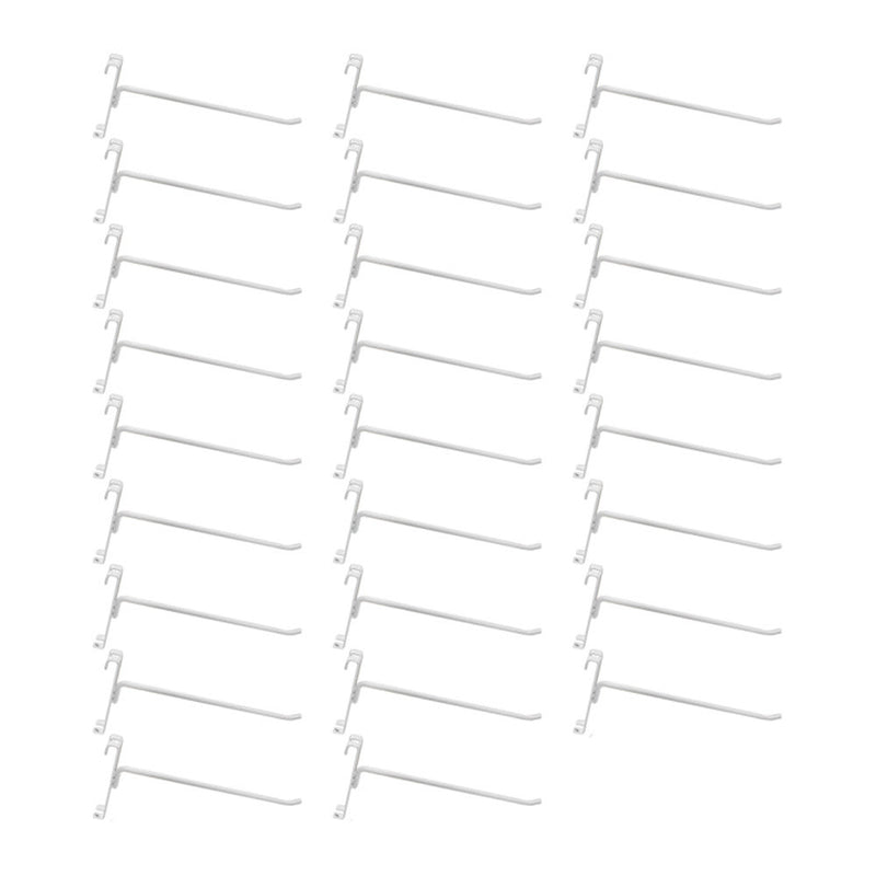 20 Pc GLOSS WHITE 8" Long Gridwall Hooks Grid Panel Display Wire Metal Hanger Retail Store