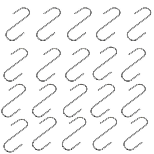 20 Pc Stainless Steel 3'' S Hook Hooks Clips Retail Fixture Display Bathroom Kitchen Coat