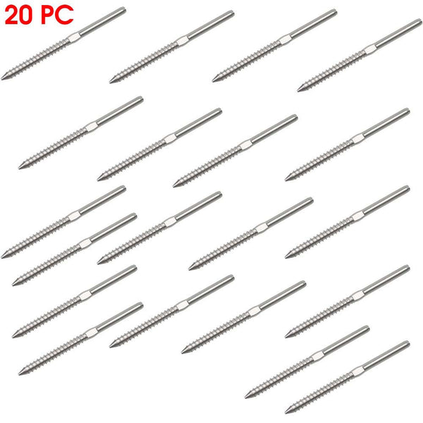 20 PC Type 316 Stainless Steel Lag Stud Swage for Cable Railing for 1/8" Cable