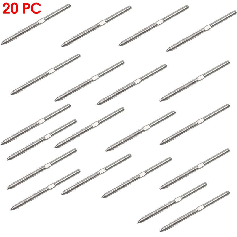 20 PC Type 316 Stainless Steel Lag Stud Swage for Cable Railing for 1/8" Cable