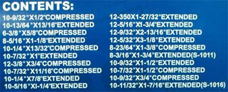 200 PCS SPRING Assortment Assorted Compressed Extended