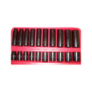 22 PC 1/2" DR Drive Deep & Shallow Impact Socket METRIC 11 to 24 mm