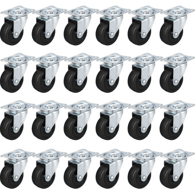 24 Pc 2'' Swivel Caster wheels Rubber Base With Top Plate And Bearing