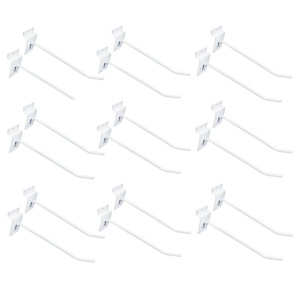 24 Pcs 6'' White Slatwall Hook Hooks Retail Display Wire Metal Hanger