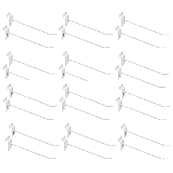 24 Pcs 8'' White Slatwall Hook Hooks Retail Display Wire Metal Hanger