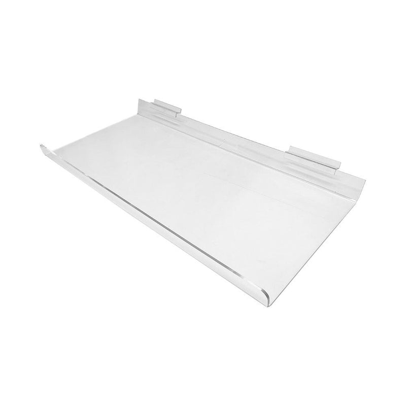 24'' x 10-1/2'' Lucite Clear Acrylic Slatwall Slant Shelf Retail Display Fixture