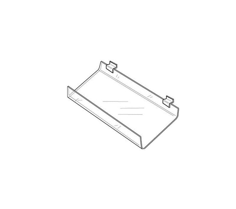 24'' x 10-1/2'' Lucite Clear Acrylic Slatwall Slant Shelf Retail Display Fixture