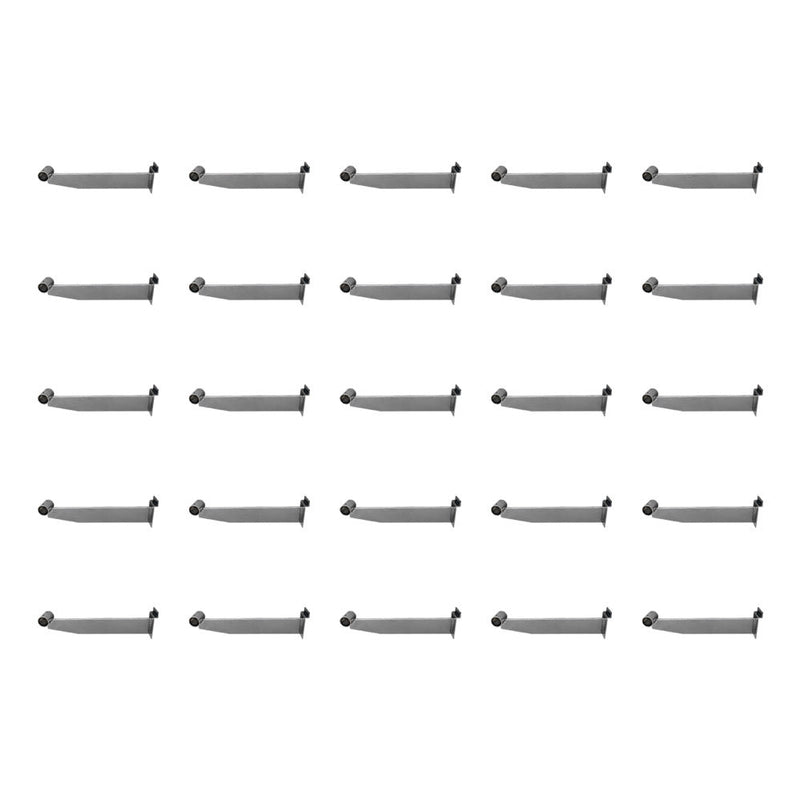 25 PC 12" Chrome Slatwall Hangrail Bracket Hold 1-1/16" Round Tube Retail Display