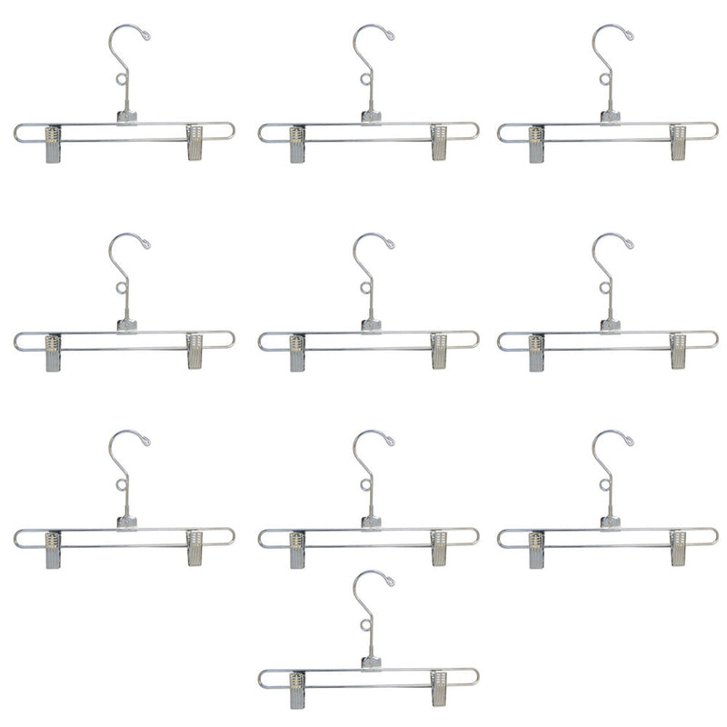 25 Pc 12'' Metal Hangers Chrome Pant & Skirt Hanger Clip Fixture Retail Store Adult Size