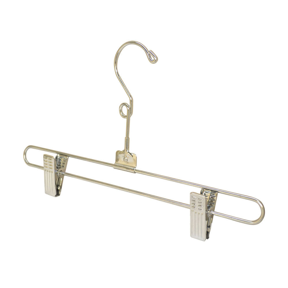 25 Pc 12'' Metal Hangers Chrome Pant & Skirt Hanger Clip Fixture Retail Store Adult Size