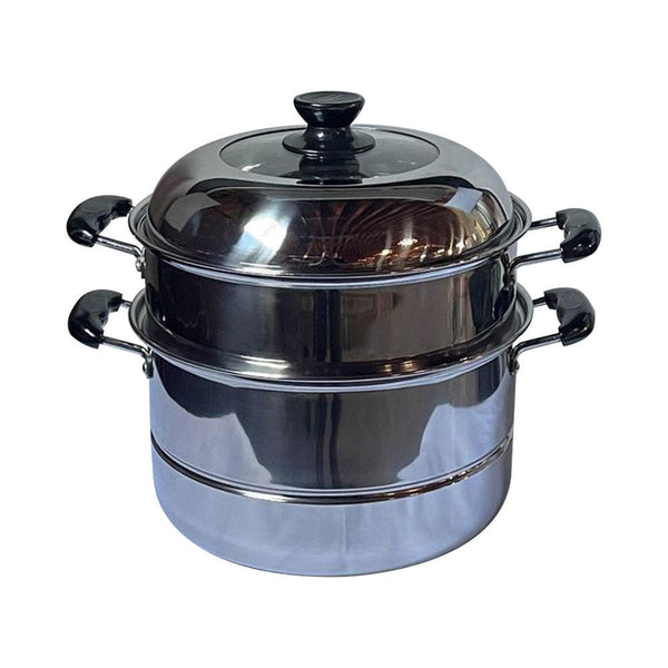 26cm Stainless Steel 2 Tier Steam Pot Cookware Steamer Meat Vegetable Cooker