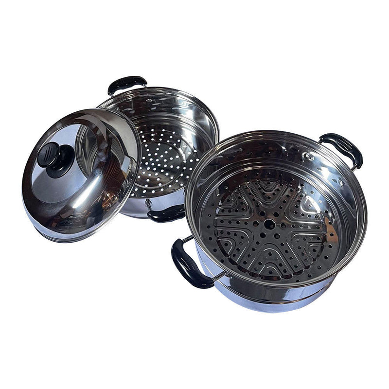26cm Stainless Steel 2 Tier Steam Pot Cookware Steamer Meat Vegetable Cooker