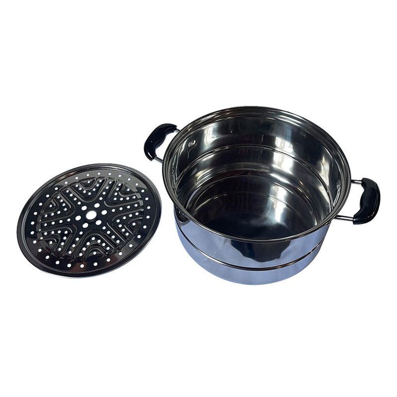 26cm Stainless Steel 2 Tier Steam Pot Cookware Steamer Meat Vegetable Cooker