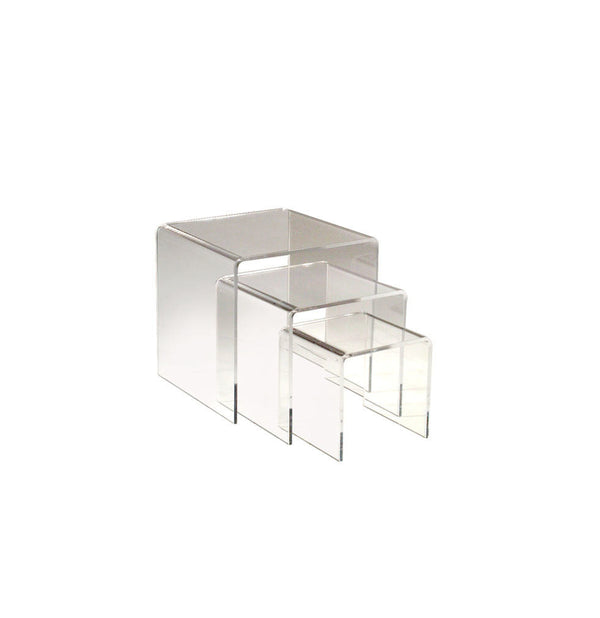 3 Pc 3'' 4'' 5''H Lucite Clear Acrylic U Cubes Riser Nester Retail Store Display