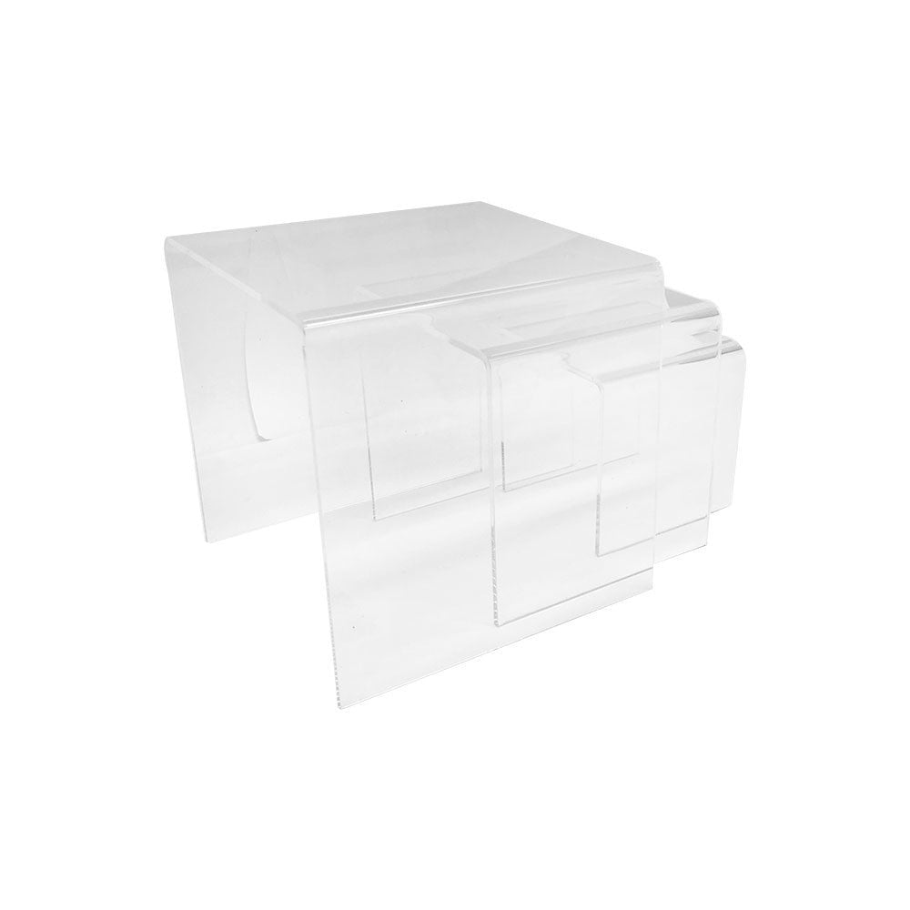 3 Pc 3'' 4'' 5''H Lucite Clear Acrylic U Cubes Riser Nester Retail Store Display