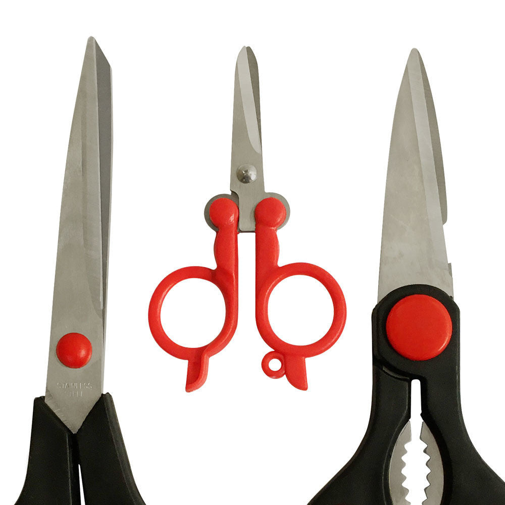3 Pc Assorted Scissors Set Kitchen Scissors Mini Foldable Scissors