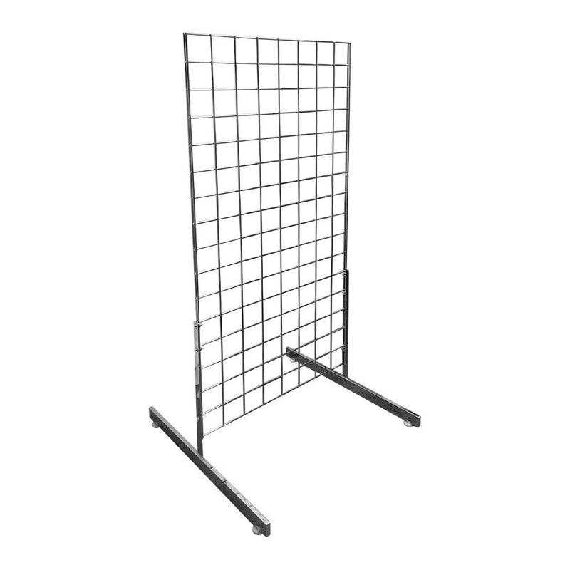 3 Pc CHROME Gridwall panels 2' x 4' T-Leg Stands Display Hanging Fixture
