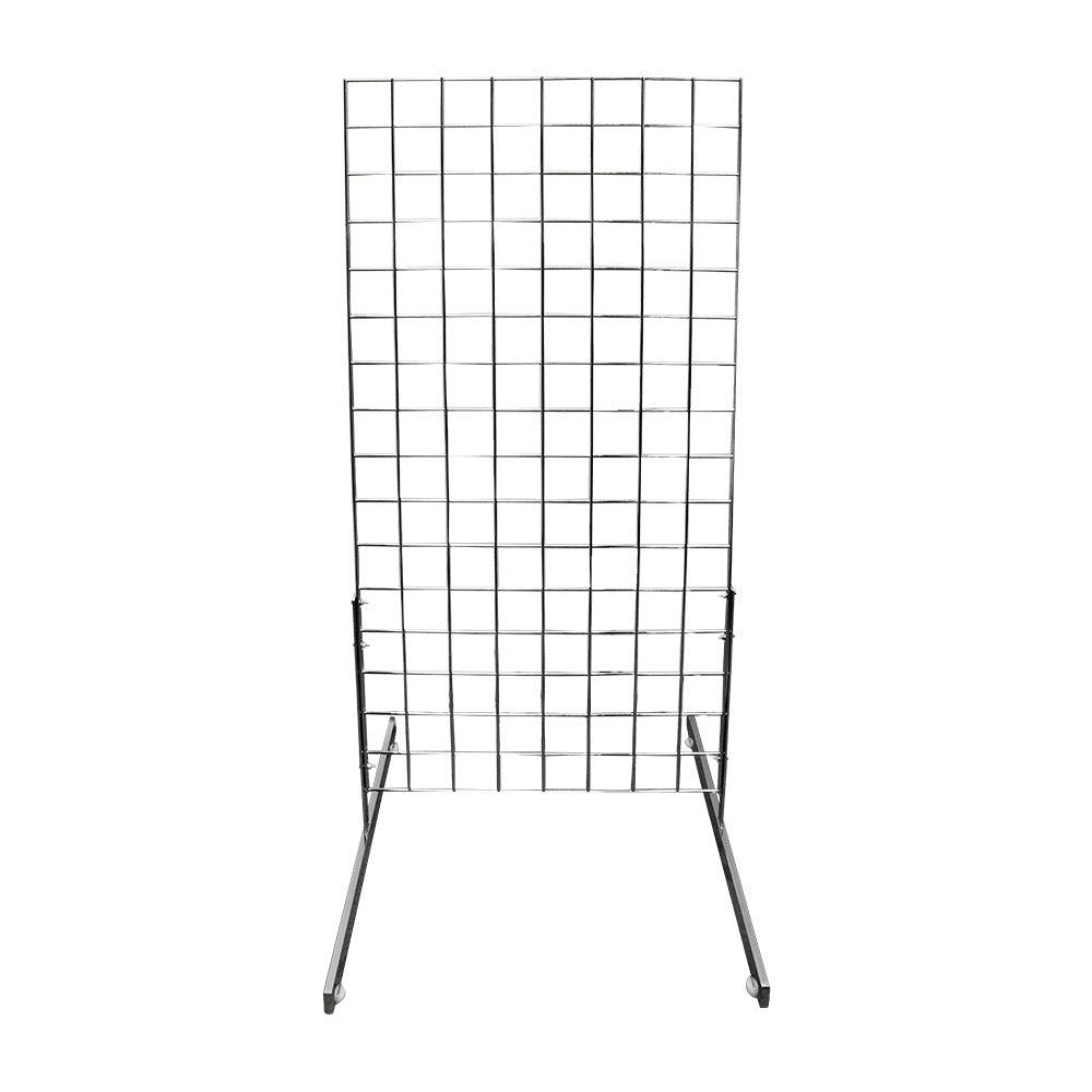 3 Pc CHROME Gridwall panels 2' x 4' T-Leg Stands Display Hanging Fixture