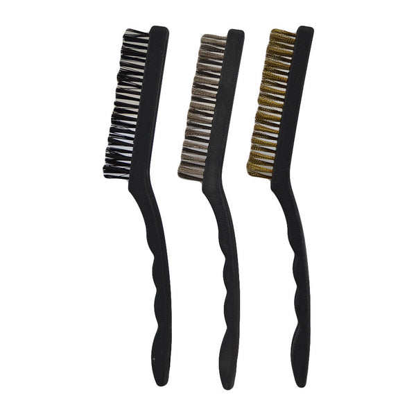 3 Pc Mini Wire Brush Stainless Steel Brass Nylon Brushes Multi Cleaning Polish Detail Brushes