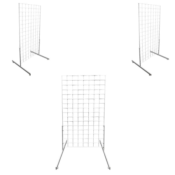 3 Pc WHITE Gridwall panels 2' x 4' T-Leg Stands Display Hanging Fixture
