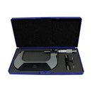 3-4 inch digital micrometer .0001" precision tool in blue case with accessories.