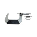 Precision outside micrometer with ratchet stop and carbide faces in protective case.